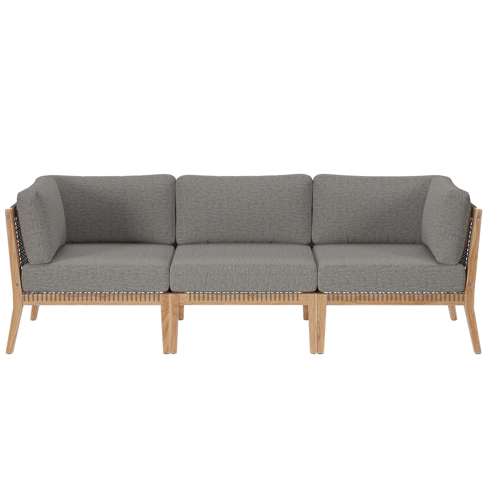 Clearwater Outdoor Patio Sofa - Premium Teak Wood, Stylish Rope Webbing & Comfortable Cushions