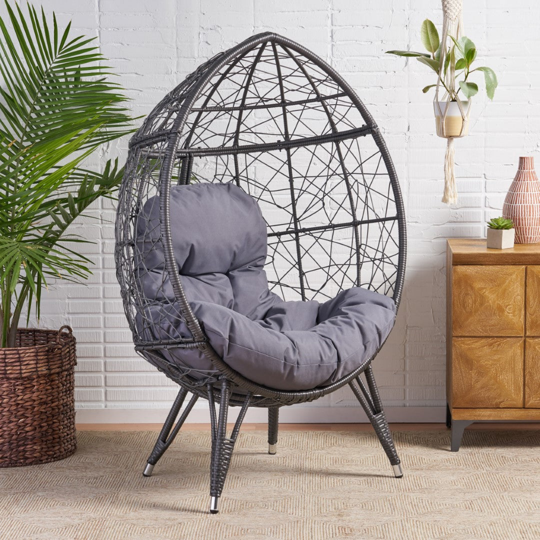 Christopher Knight Home® Stylish Gianni Teardrop-shaped Outdoor Wicker Chair with Comfortable Cushion - A Perfect Seating Option for Outdoor Spaces