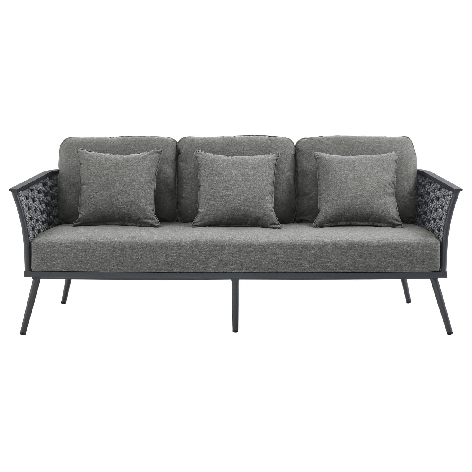 Stance Modern Outdoor Patio Sofa Set with All-Weather Cushions and Aluminum Frame for Relaxing Gatherings