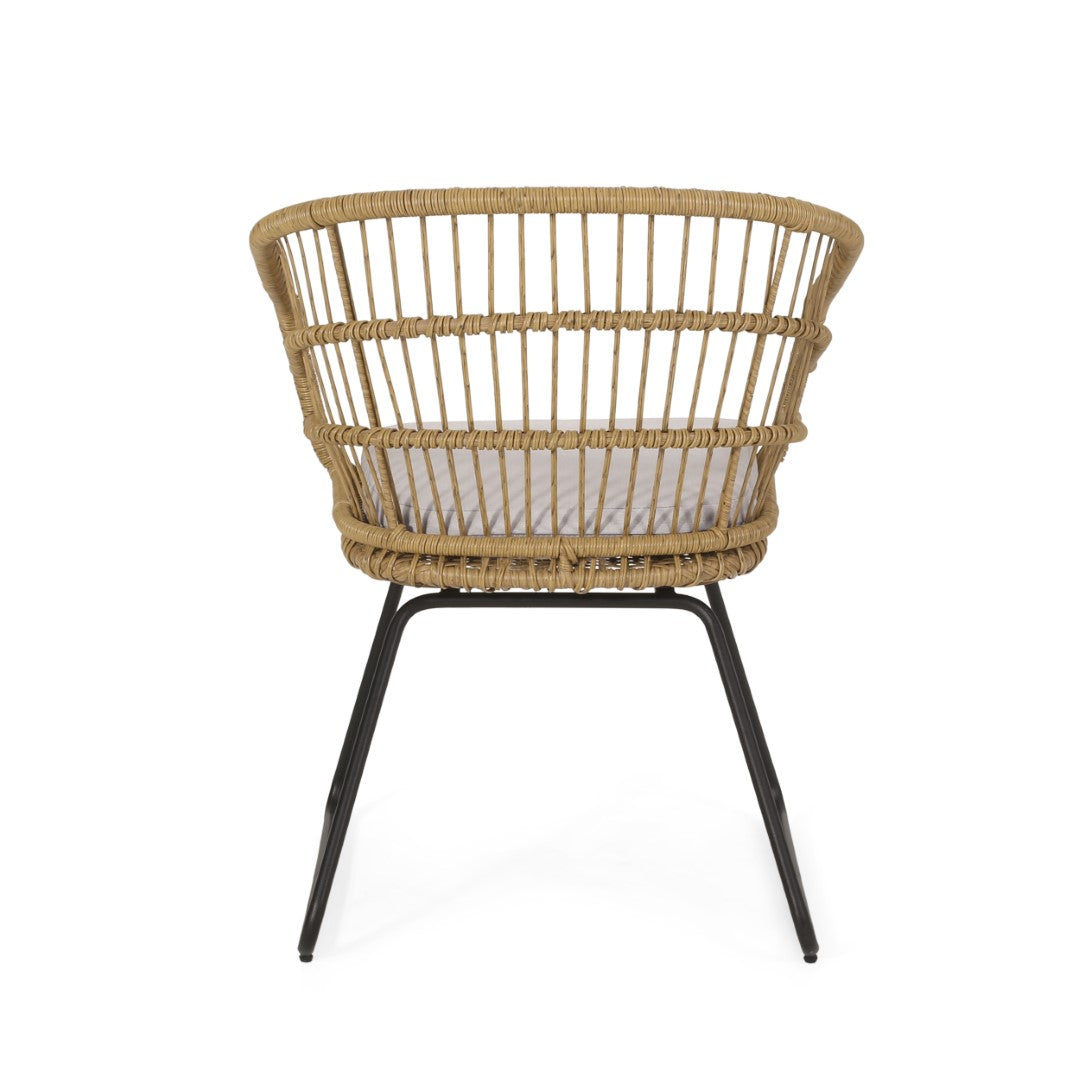 Christopher Knight Home® Lemere 2 - Piece Light Brown, Beige & Black Outdoor Wicker Dining Chairs with Cushions