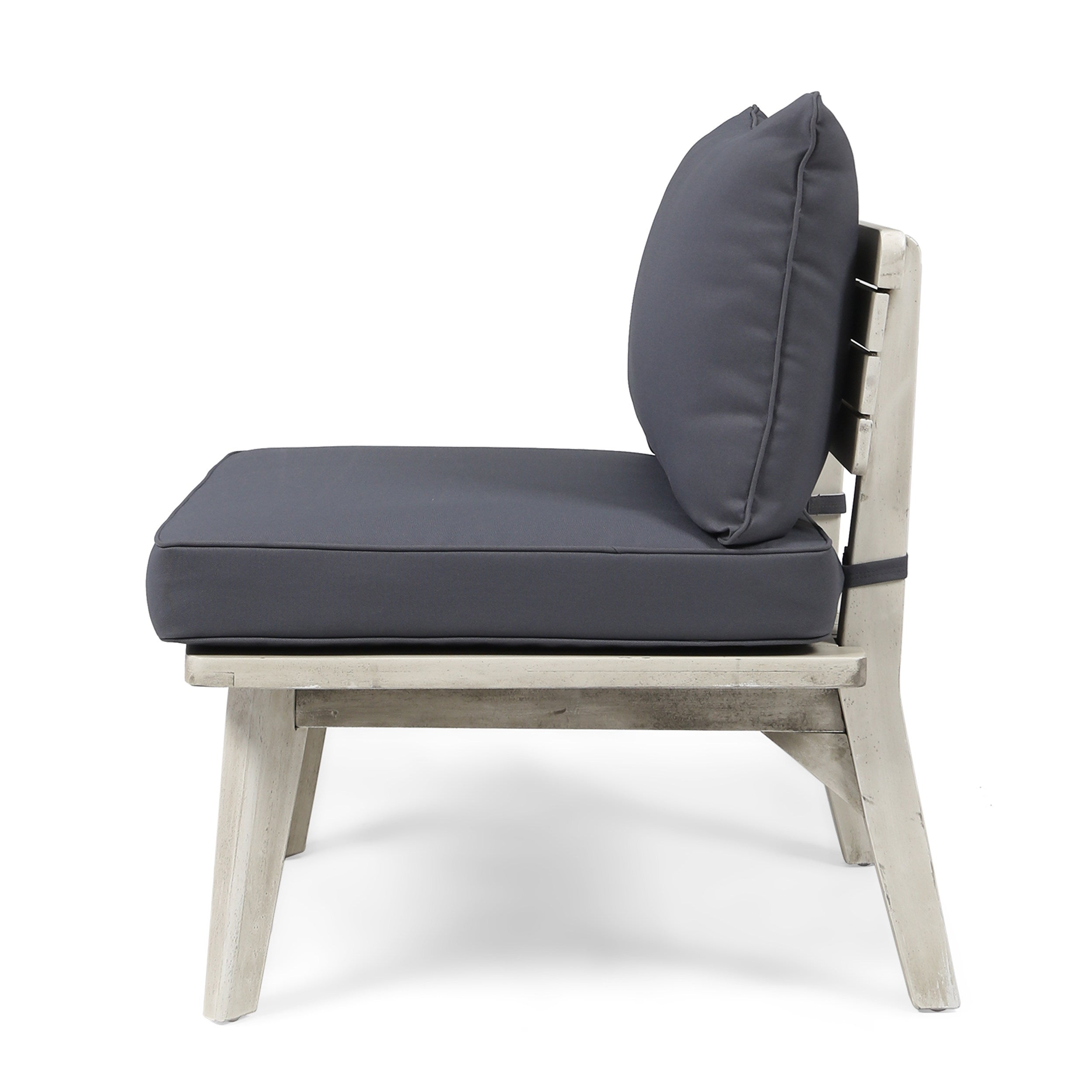 Christopher Knight Home® Mid - Century Outdoor Acacia Wood Loveseat with Weather - Resistant Gray Cushions