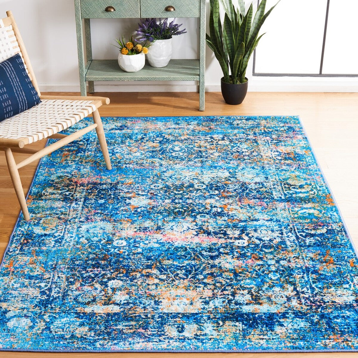 Stylish Machine-Washable Bahia Transitional Area Rug - 100% Polyester, Non-Slip for Home