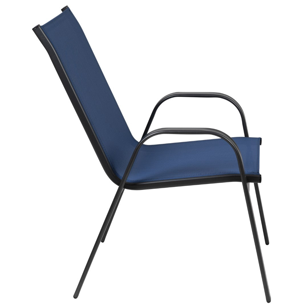 Commercial-Grade Outdoor Stackable 4-Pack Patio Chairs with Flex Comfort Material and Sturdy Metal Frame