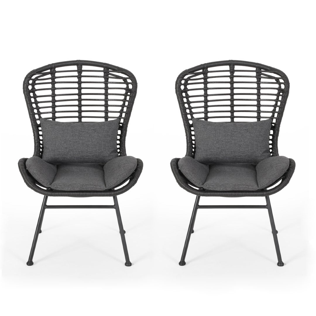 Christopher Knight Home® La Habra 2-Piece Modern Outdoor Club Chairs with Faux Rattan Design