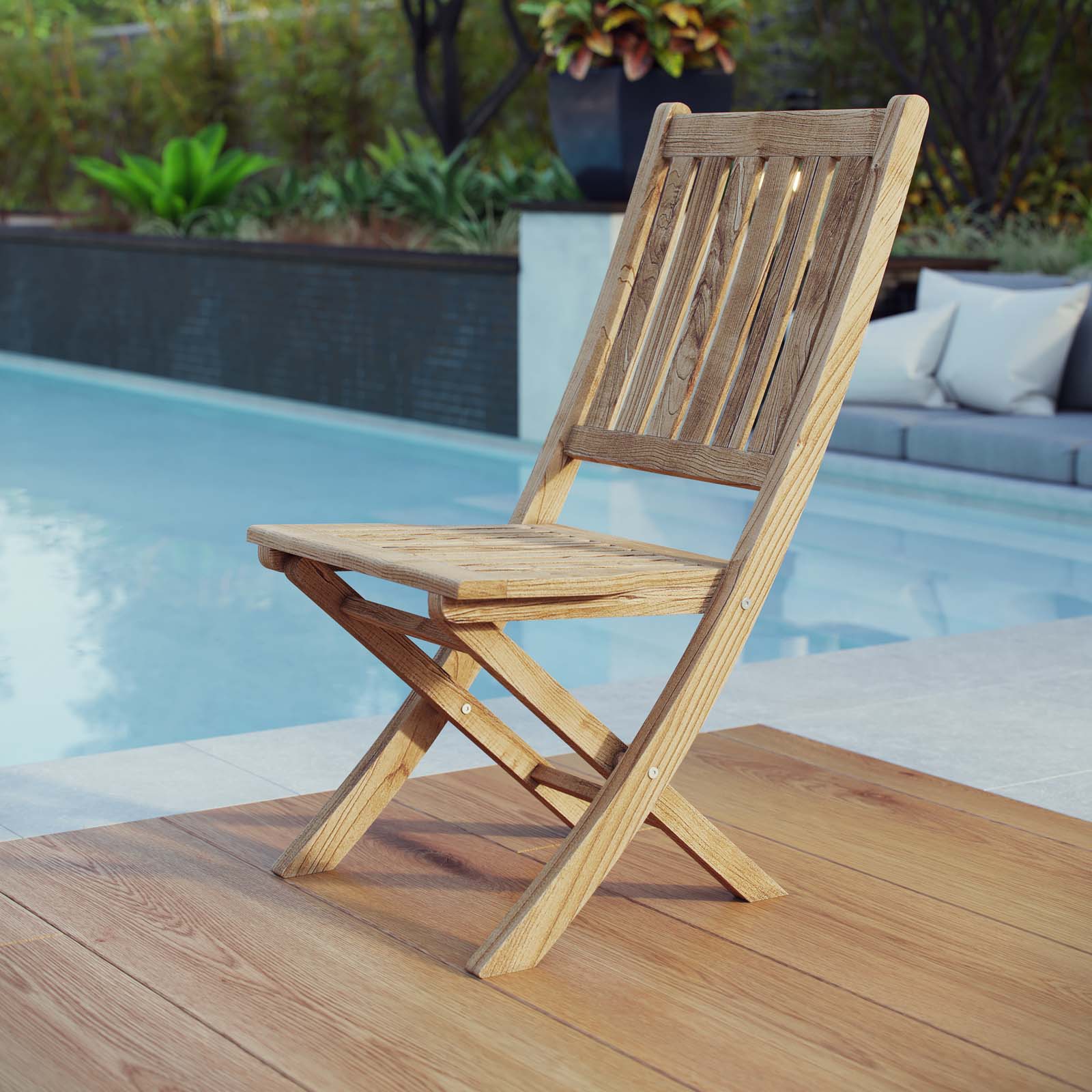 Luxurious Marina Teak Wood Outdoor Patio Folding Side Chair - A Durable, Fashionable and Weather-Resistant Option for Patio Seating