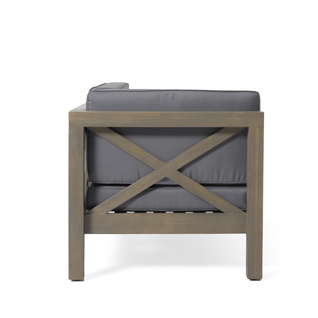 Christopher Knight Home® Outdoor Acacia Wood Corner Bench Set with Water-Resistant Cushions and Matching Coffee Table - Featuring X-Back Design for Elegant Outdoor Seating