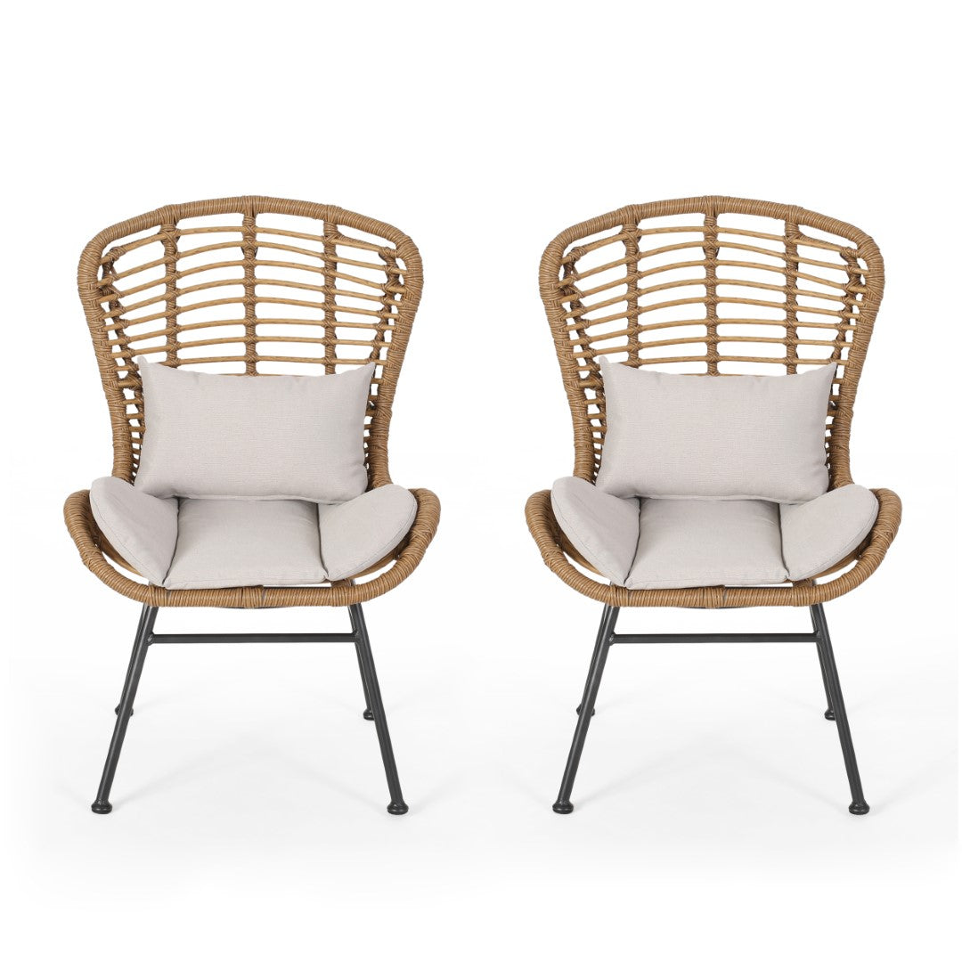 Christopher Knight Home® La Habra 2-Piece Modern Outdoor Club Chairs with Faux Rattan Design