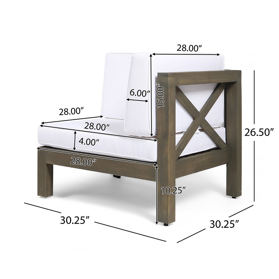 Christopher Knight Home® Brava White X-Back Arm Chair with Acacia Frame & Water-Resistant Cushions