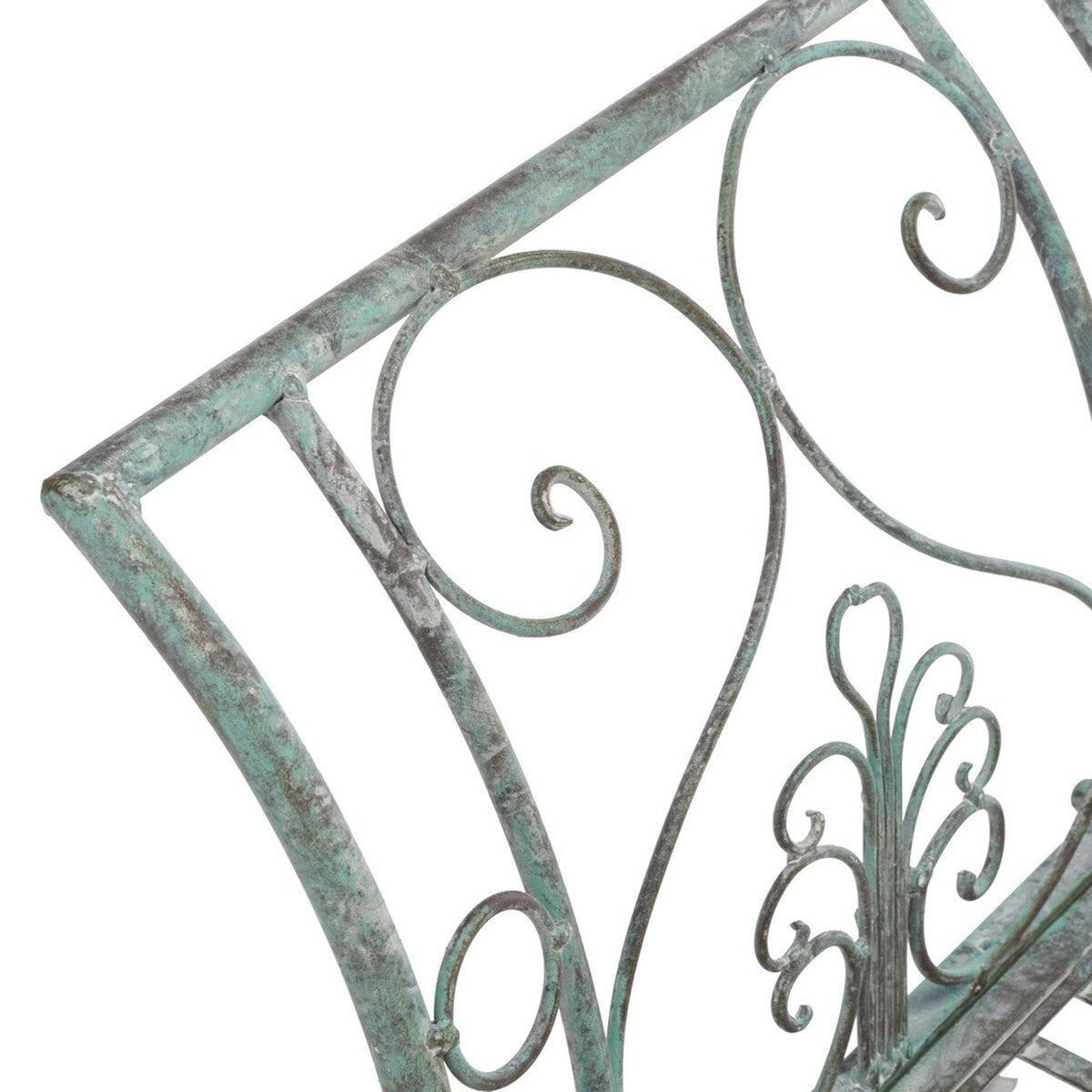 Adina Wrought Iron Outdoor Garden Bench with Victorian Elegance and Intricate Scrolls