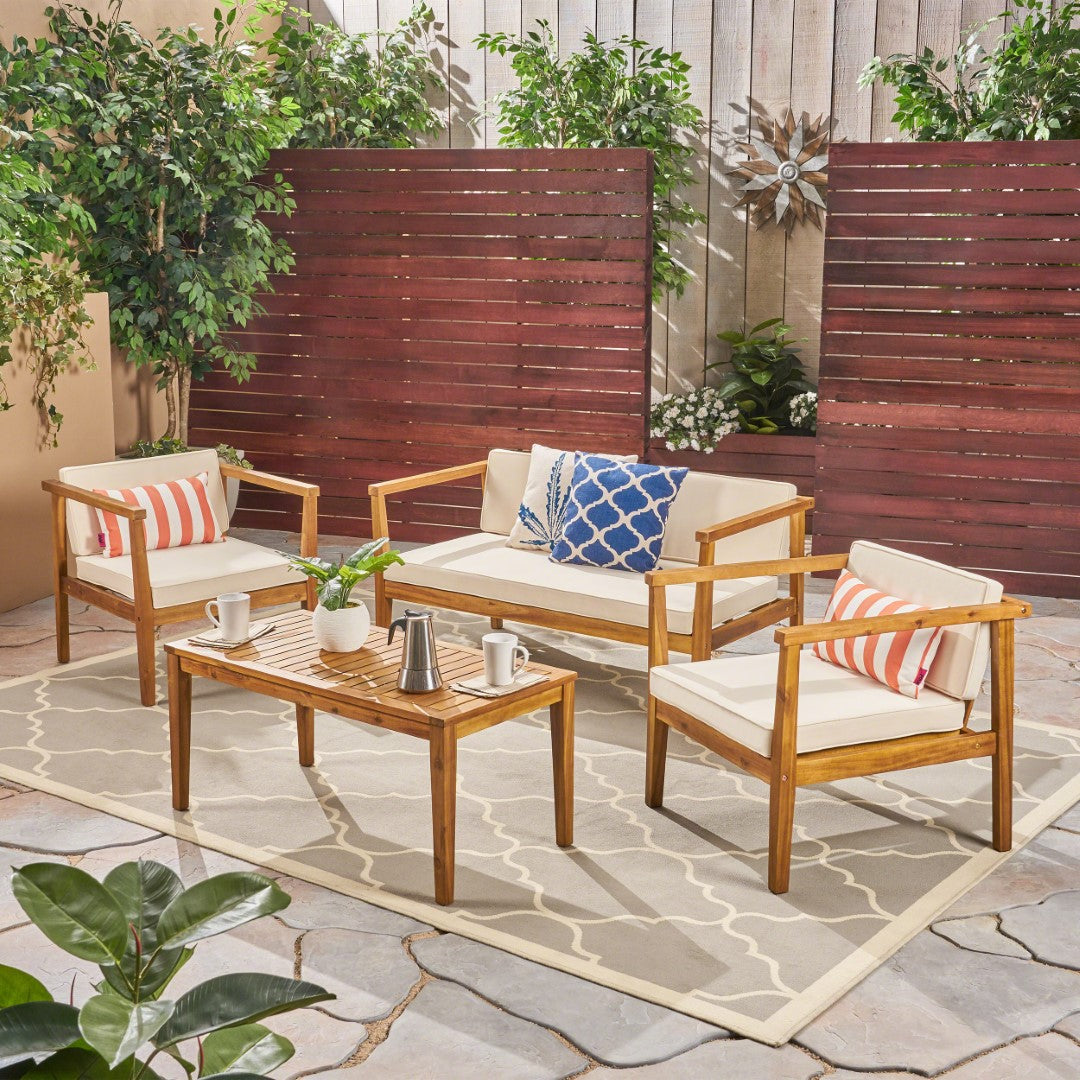 Christopher Knight Home® Newbury 4-Person Acacia Outdoor Conversation Set with Coffee Table