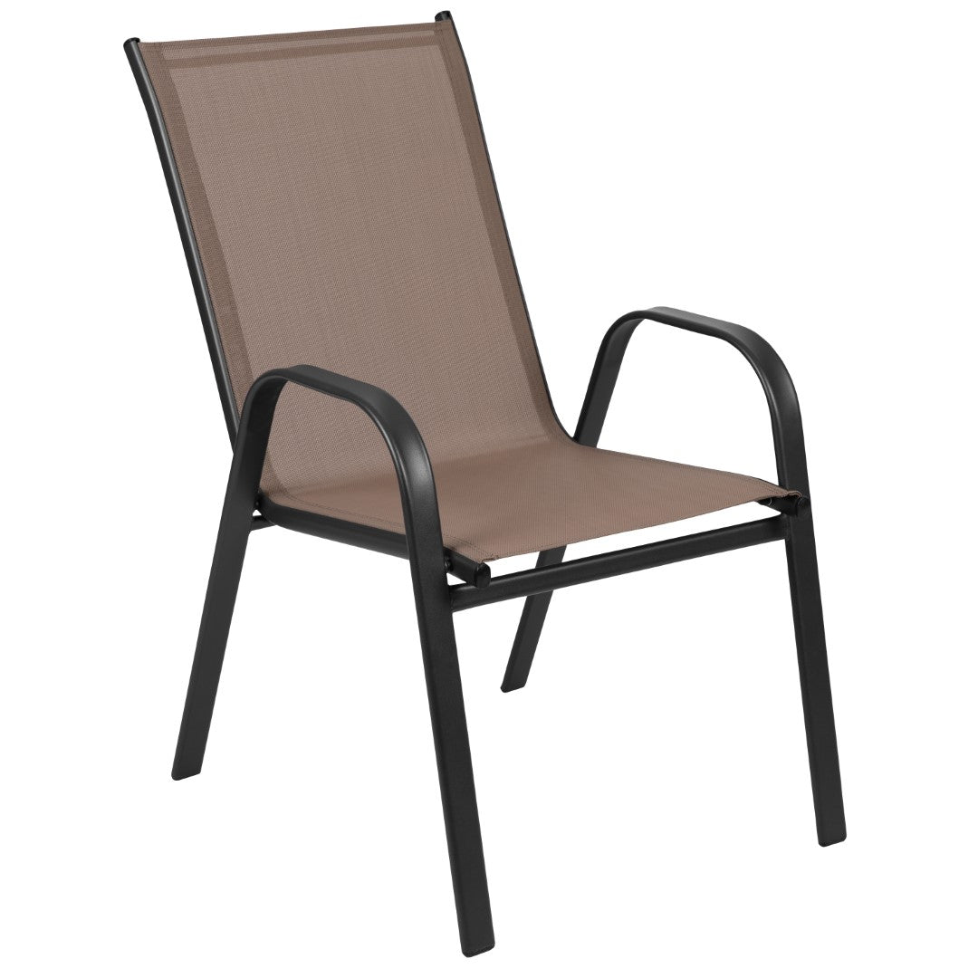 Commercial-Grade Outdoor Stackable 4-Pack Patio Chairs with Flex Comfort Material and Sturdy Metal Frame