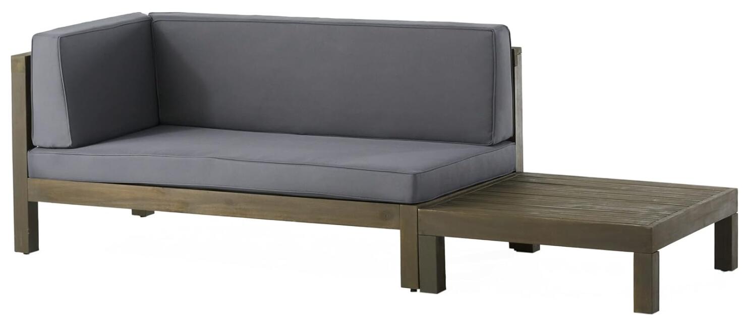 Christopher Knight Home® Outdoor Acacia Wood Corner Bench Set with Water-Resistant Cushions and Matching Coffee Table - Featuring X-Back Design for Elegant Outdoor Seating