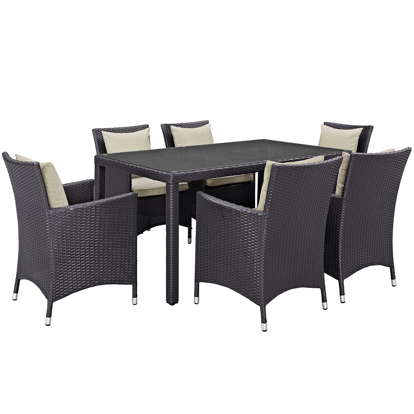 Convene 7-Piece Outdoor Dining Set with Stylish Rattan Weave, All-Weather Cushions & Durability