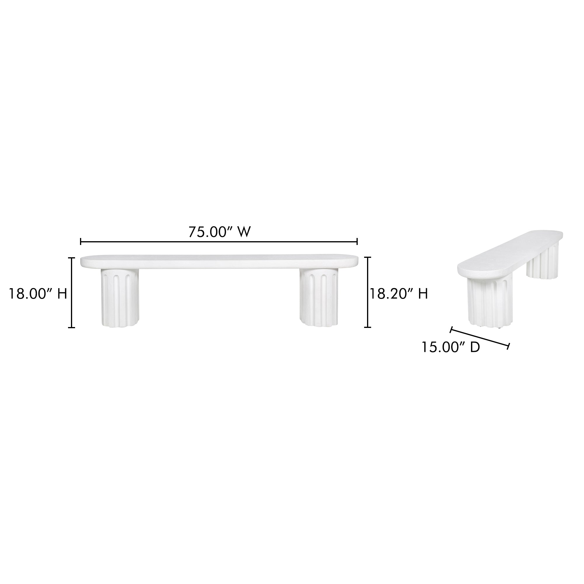 Stylish Eris Outdoor Dining Bench with Unique Fluted Design in Glass Fiber Reinforced Concrete