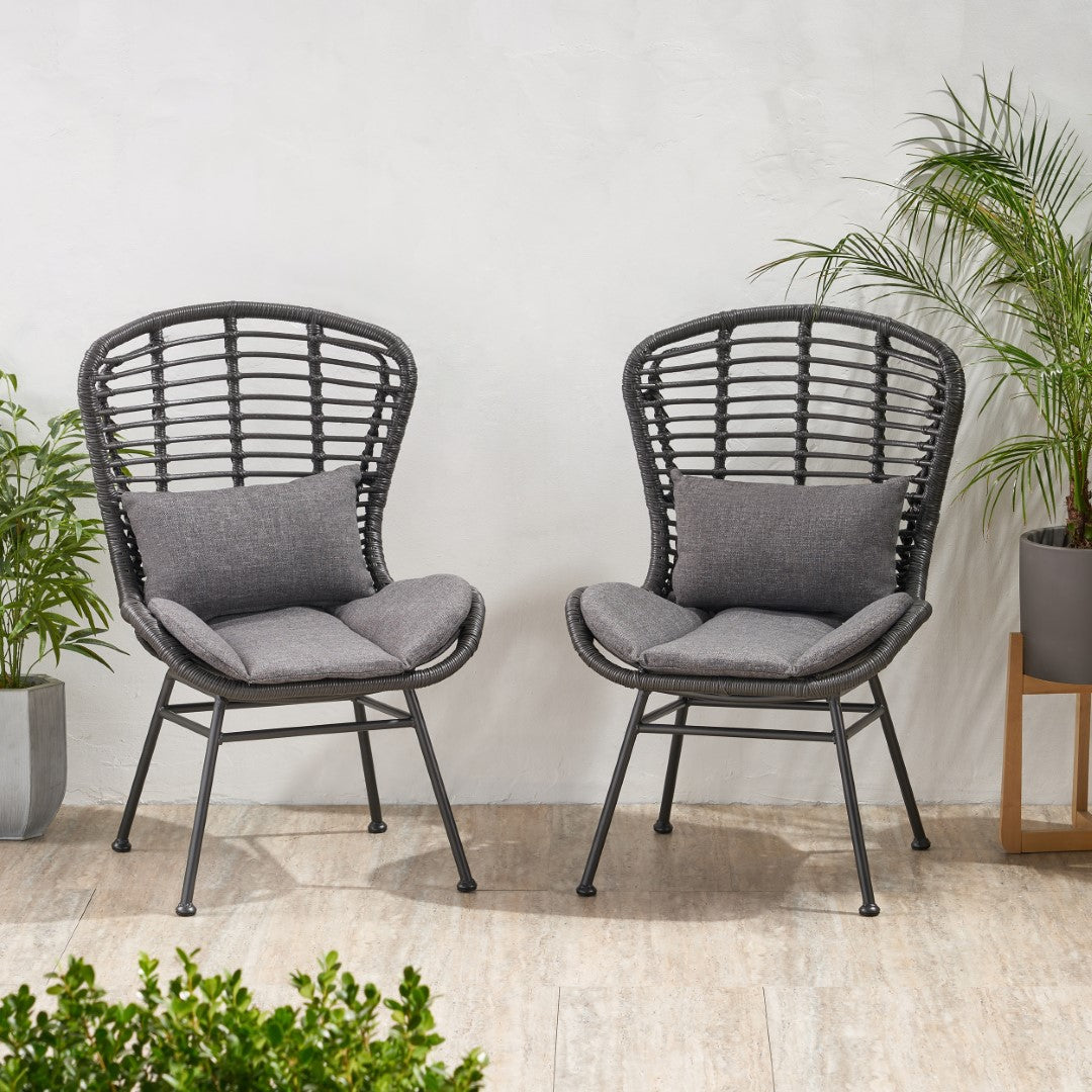 Christopher Knight Home® La Habra 2-Piece Modern Outdoor Club Chairs with Faux Rattan Design
