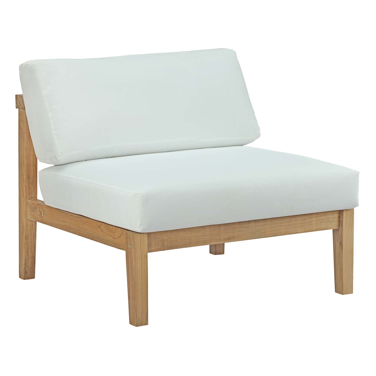 Bayport Outdoor Teak Armless Chair - Weather-Resistant, Stylish Design with Washable Cushions