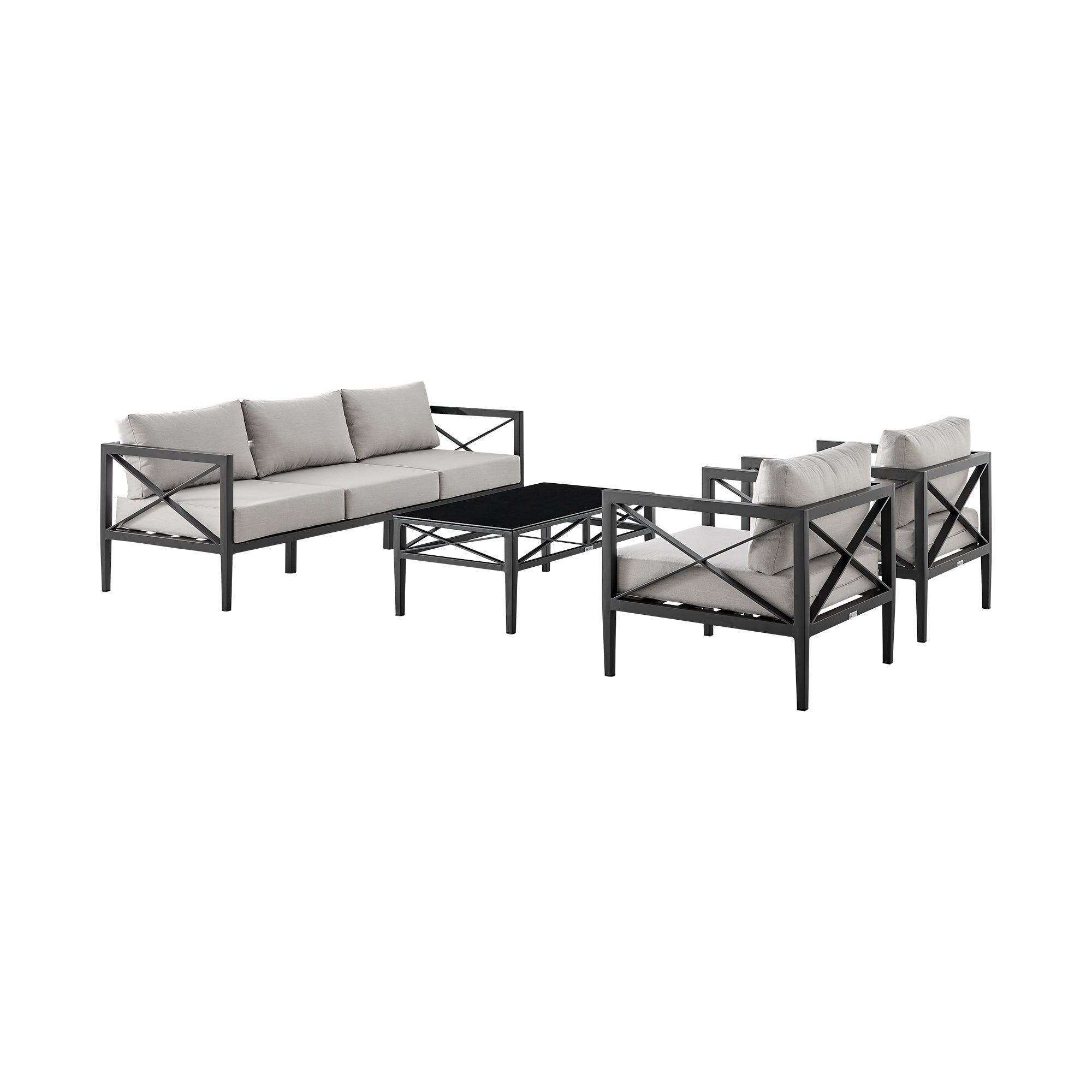 Sonoma 4-Piece Outdoor Conversation Set - Durable Aluminum Frame & Waterproof Comfort Cushions