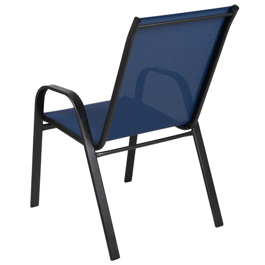 Commercial-Grade Outdoor Stackable 4-Pack Patio Chairs with Flex Comfort Material and Sturdy Metal Frame