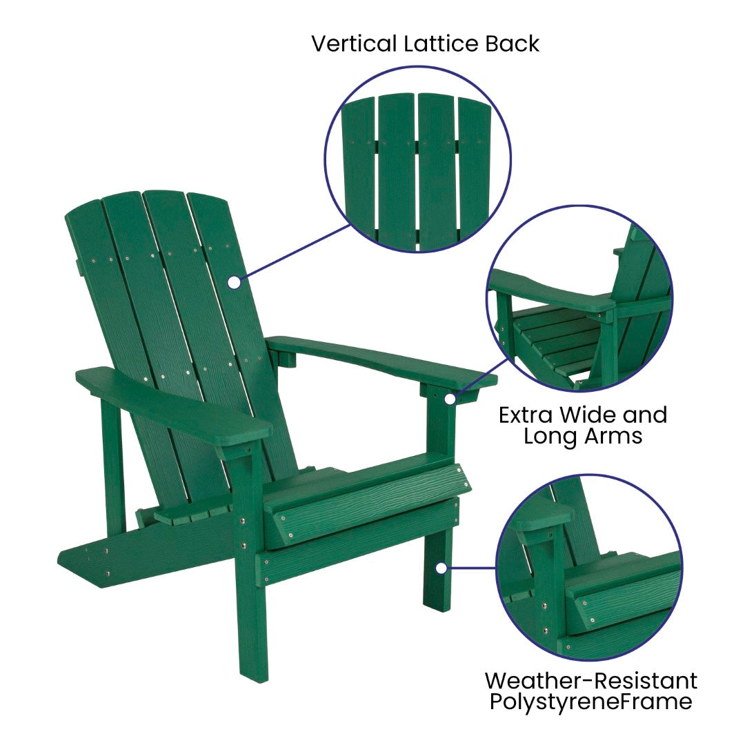 Commercial - Grade Outdoor Set of Two All - Weather Poly Resin Wood Adirondack Chairs Equipped with Cream - Colored Cushions Ideal for Decks, Porches, and Patios