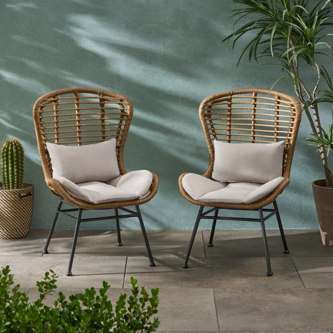 Christopher Knight Home® La Habra 2-Piece Modern Outdoor Club Chairs with Faux Rattan Design