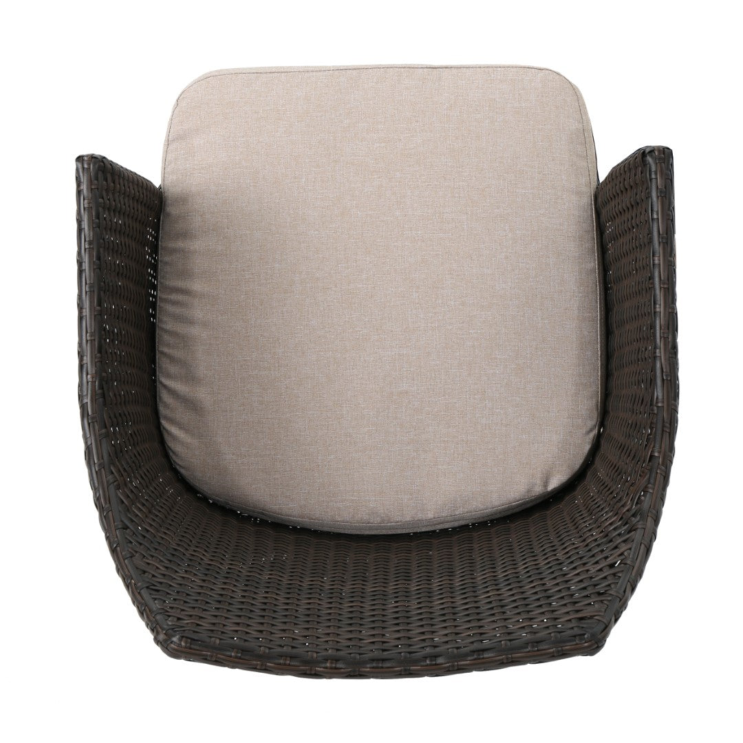 Christopher Knight Home® Iona Three - Piece Outdoor Wicker Conversation Set in Multi - Brown Shades with Dark Brown - Finished Metal Legs and Beige - Colored Cushions