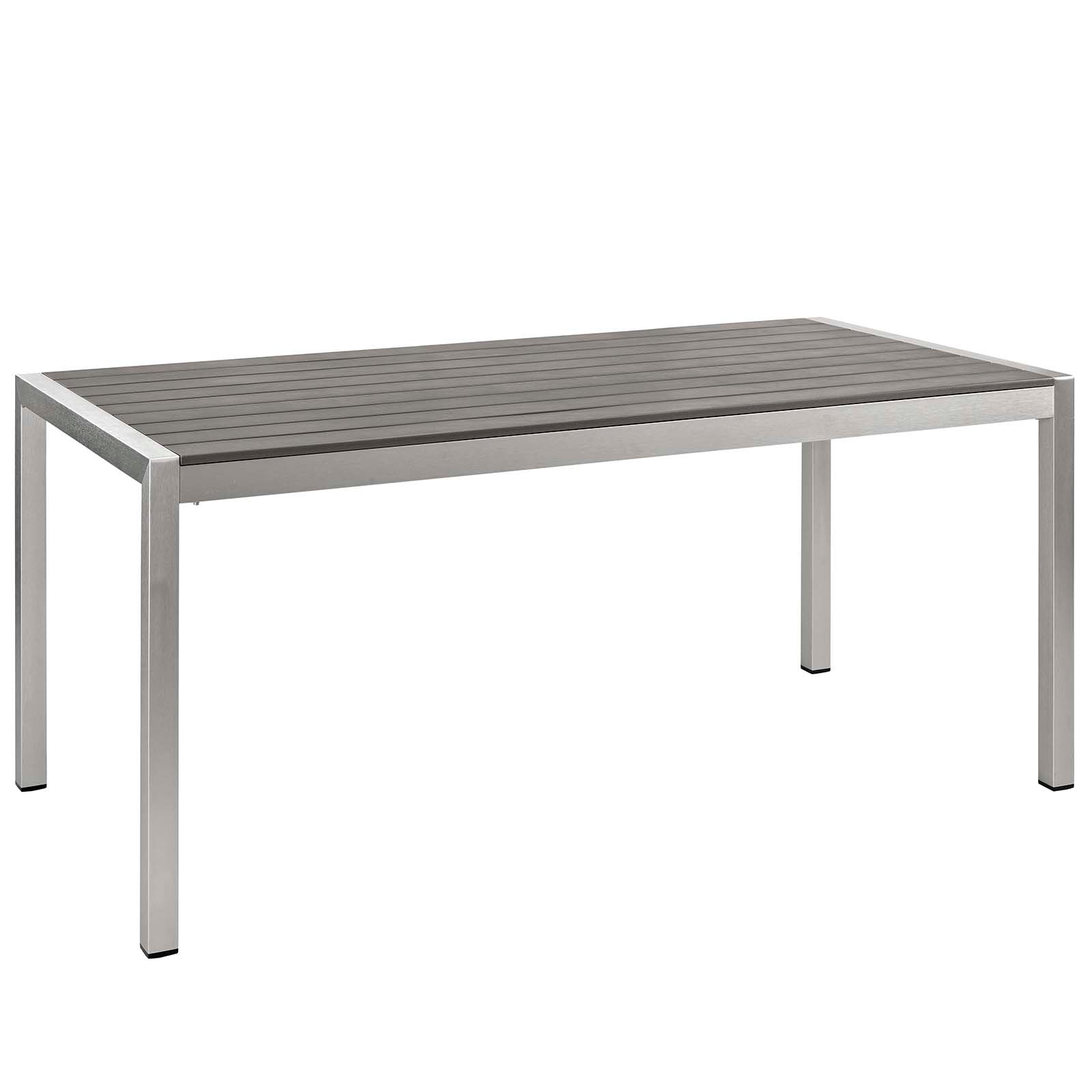 Shore 3-Piece Contemporary Outdoor Dining Set with a Sleek Anodized Aluminum Frame and Elegant Wood Accents for Patio and Backyard Use
