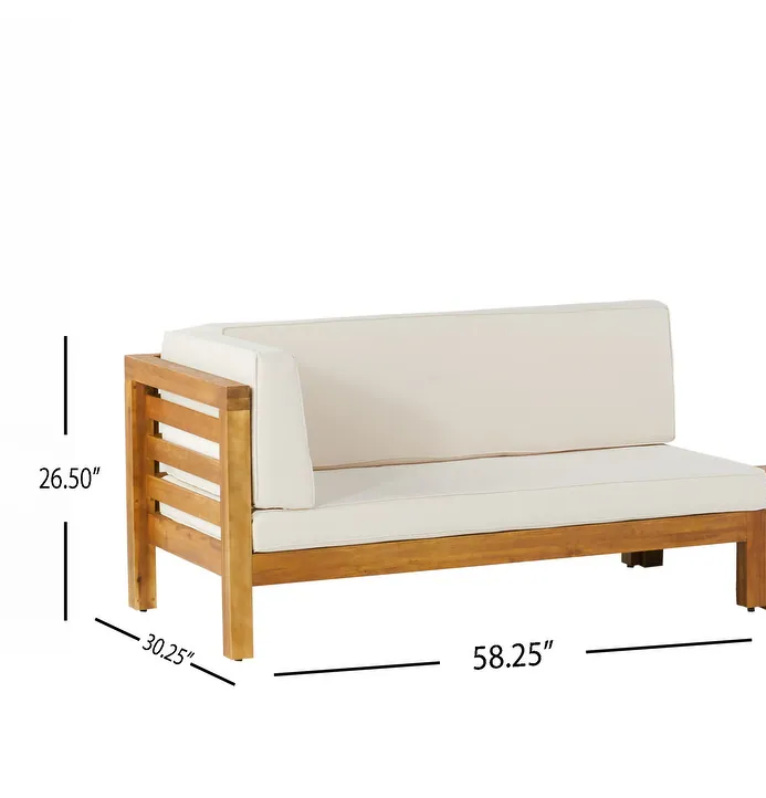 Christopher Knight Home® Oana Beige Corner Bench for Outdoor Use - Featuring Acacia Wood Frames and Water-Resistant Cushions