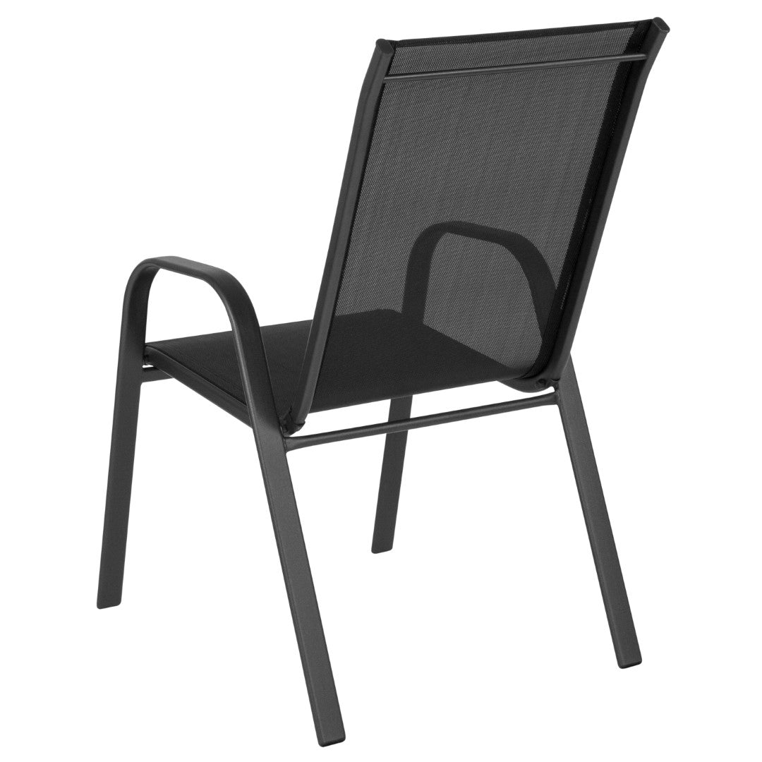 Commercial-Grade Outdoor Stackable 4-Pack Patio Chairs with Flex Comfort Material and Sturdy Metal Frame