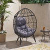 Christopher Knight Home® Knight Gianni Teardrop Outdoor Chair with Cushion - Stylish Wicker Design for Comfort