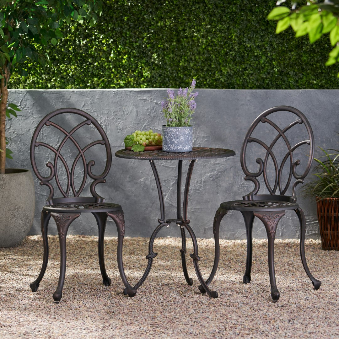 Christopher Knight Home® Charleston Bistro Set: Durable Aluminum & Iron for Cozy Outdoor Dining
