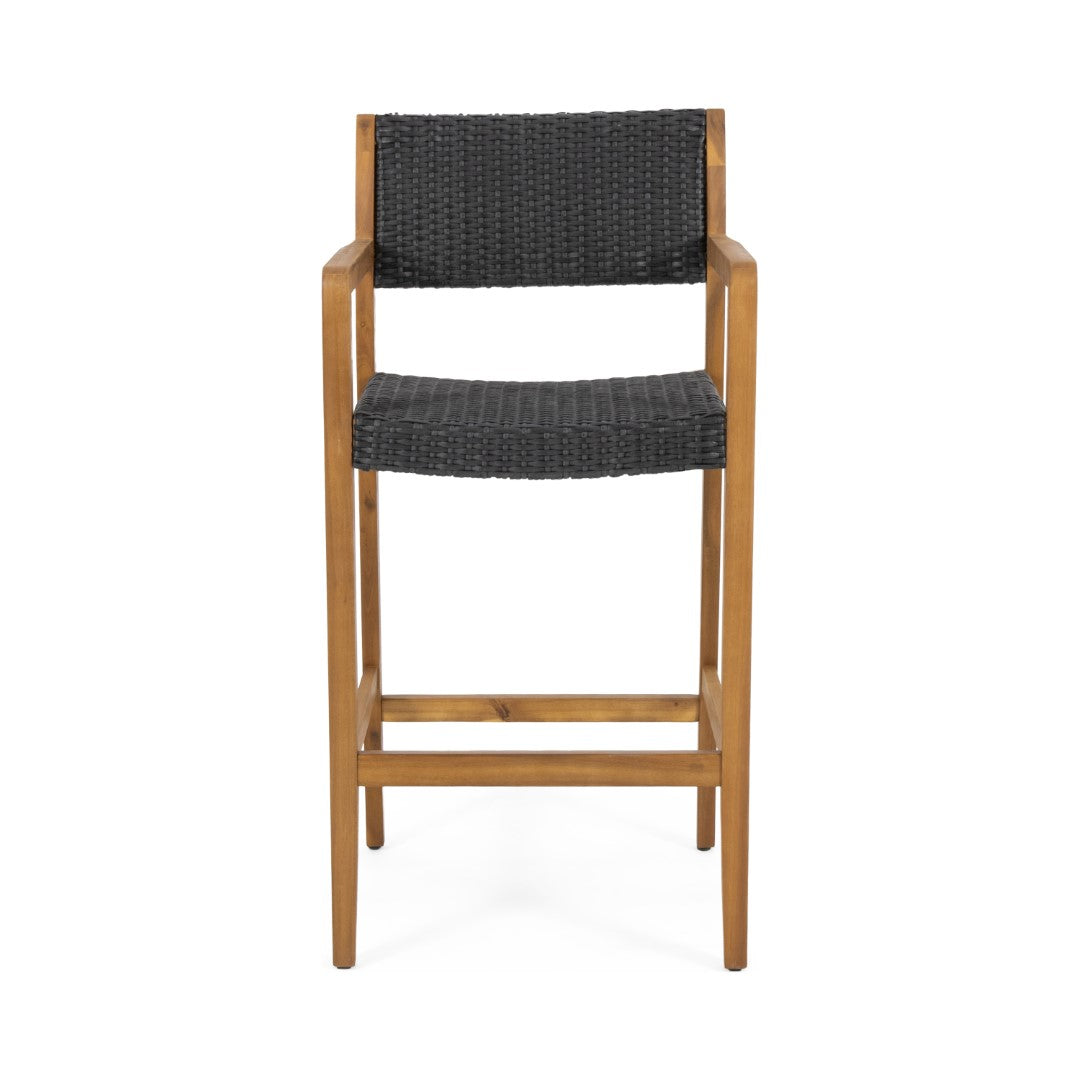 Christopher Knight Home® Genesee 2 - Piece Set of Premium Outdoor Acacia Wood Barstools with Wicker