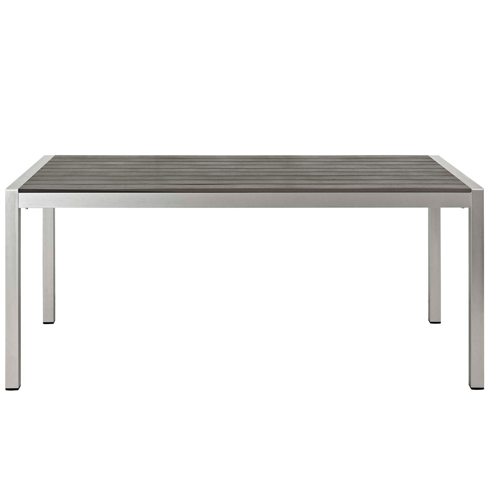 Shore 3-Piece Contemporary Outdoor Dining Set with a Sleek Anodized Aluminum Frame and Elegant Wood Accents for Patio and Backyard Use