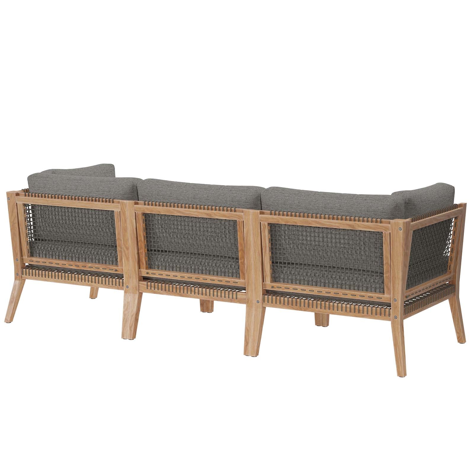Clearwater Premium Teak Outdoor Patio Sofa with Stylish Rope Webbing and Comfort Cushions