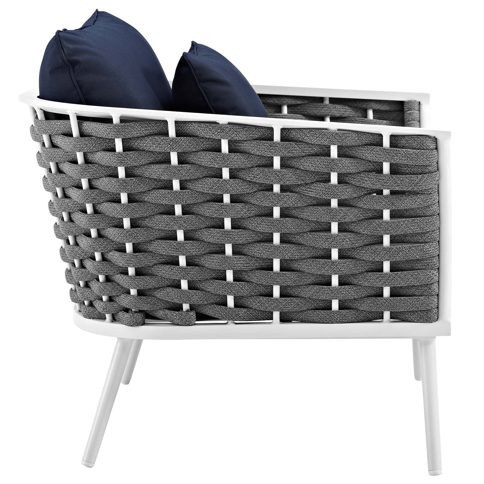 Stance Modern Two-Piece Outdoor Aluminum Sectional Sofa Set Featuring Plush Cushions for the Utmost Comfort