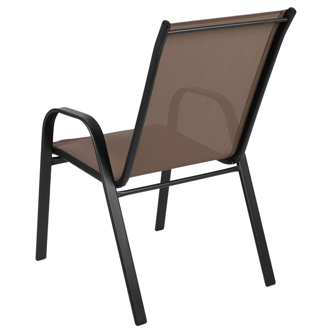 Commercial-Grade Outdoor Stackable 4-Pack Patio Chairs with Flex Comfort Material and Sturdy Metal Frame