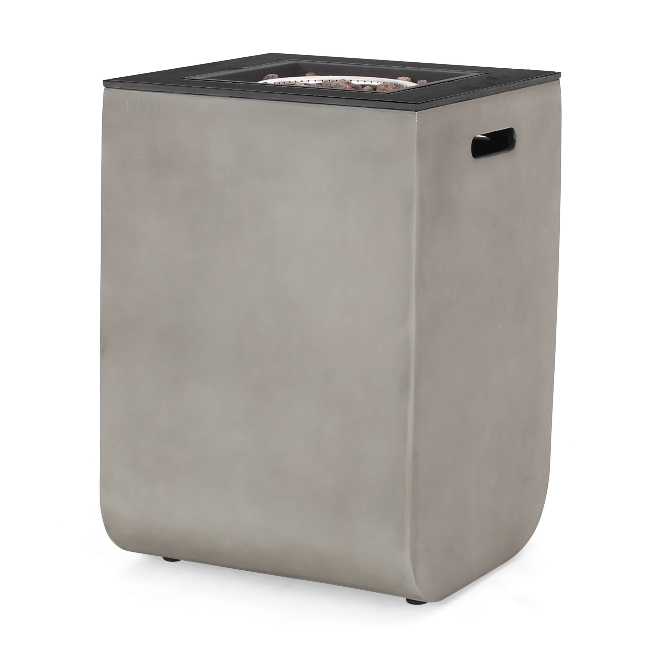 Christopher Knight Home® Adio 19.5-Inch Light Gray & Gloss Black Modern Outdoor Fire Column