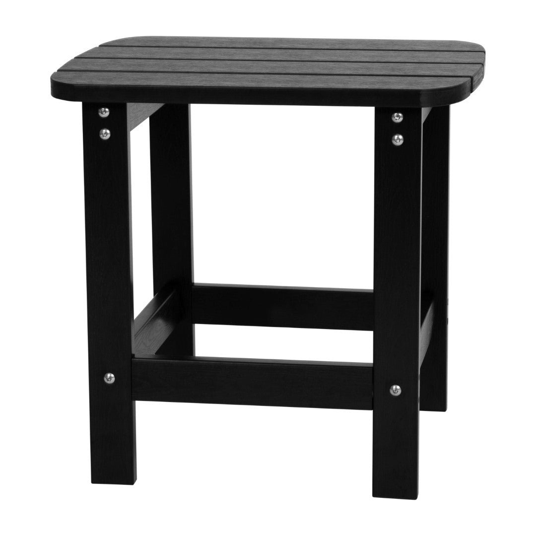 Premium Set of Two All-Weather UV-Resistant Poly Resin Rocking Chairs with an Adirondack Style Side Table for Indoor and Outdoor Use