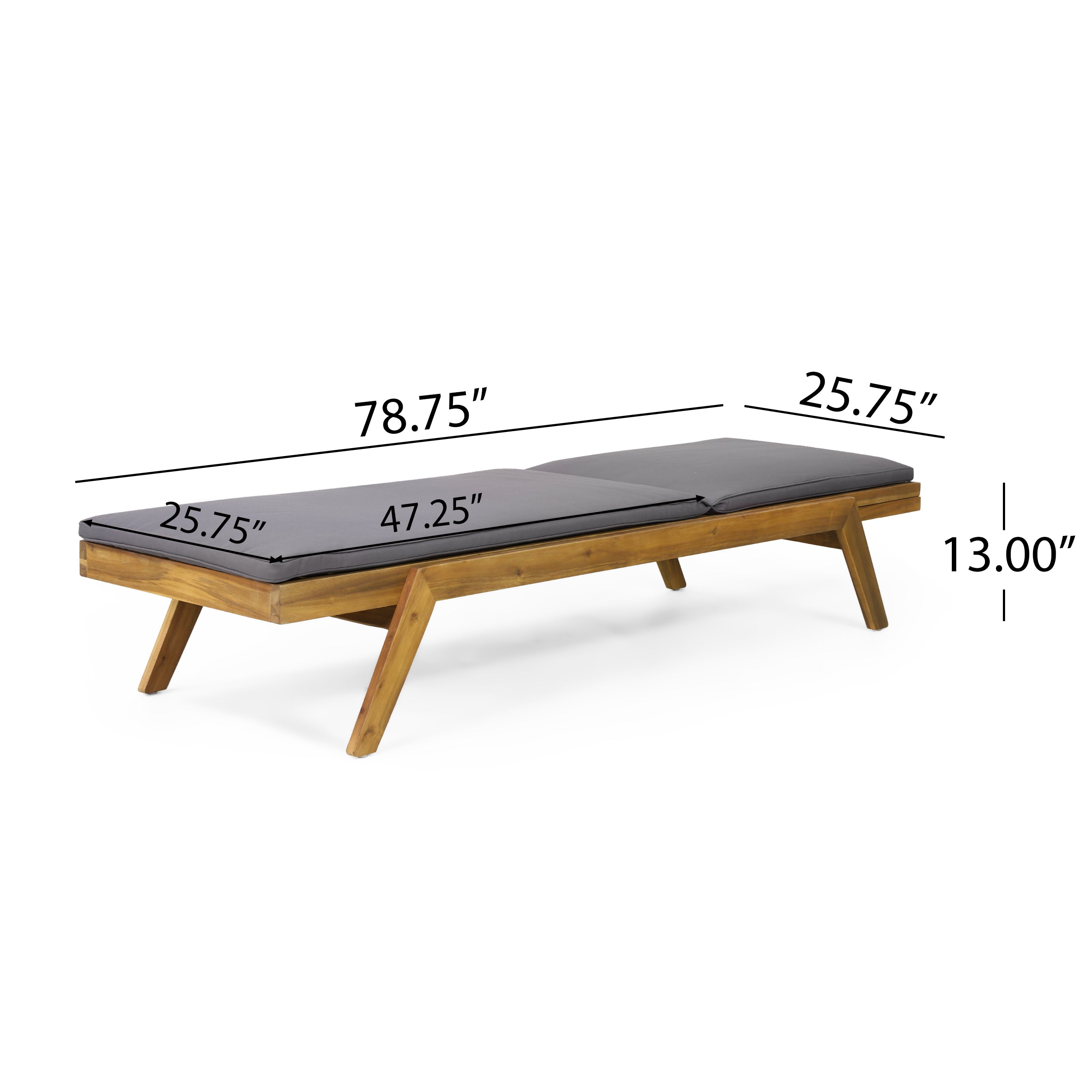 Christopher Knight Home® Caily 2-Piece Outdoor Acacia Wood Chaise Lounges with Waterproof Cushions