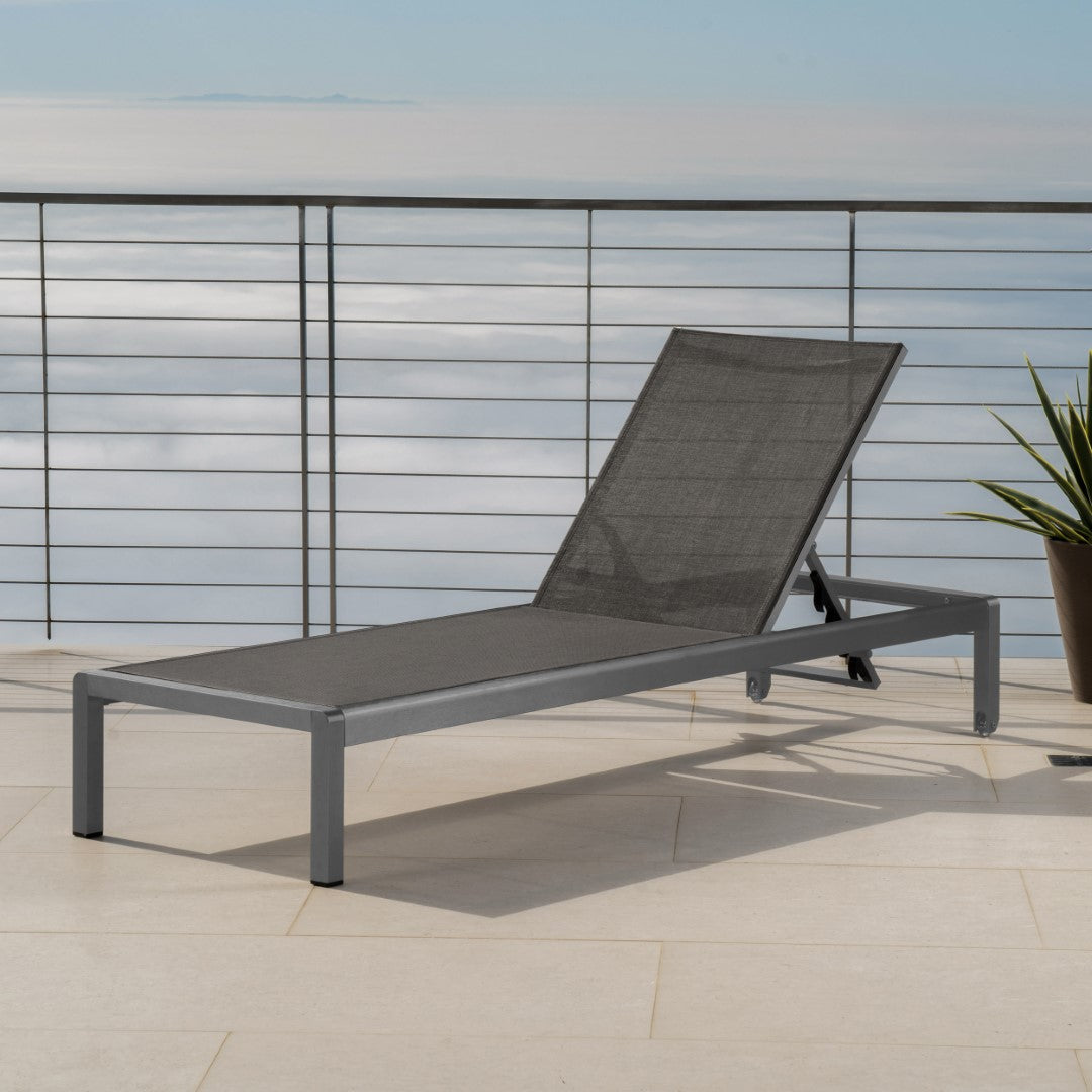 Christopher Knight Home® Cape Coral Outdoor Aluminum Chaise Lounge with Mesh Seat - Grey