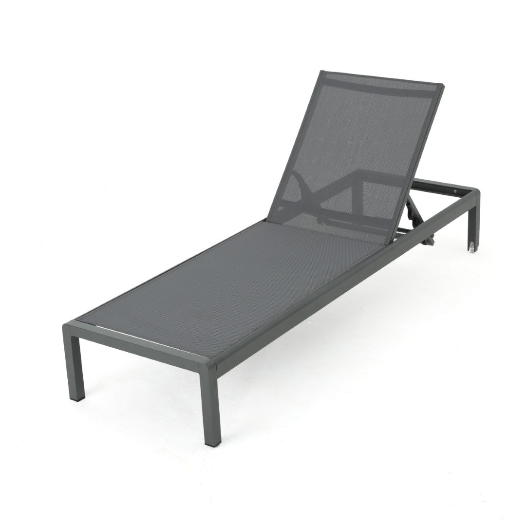 Christopher Knight Home® Grey Outdoor Aluminum Chaise Lounge with Mesh Seat - Cape Coral Style