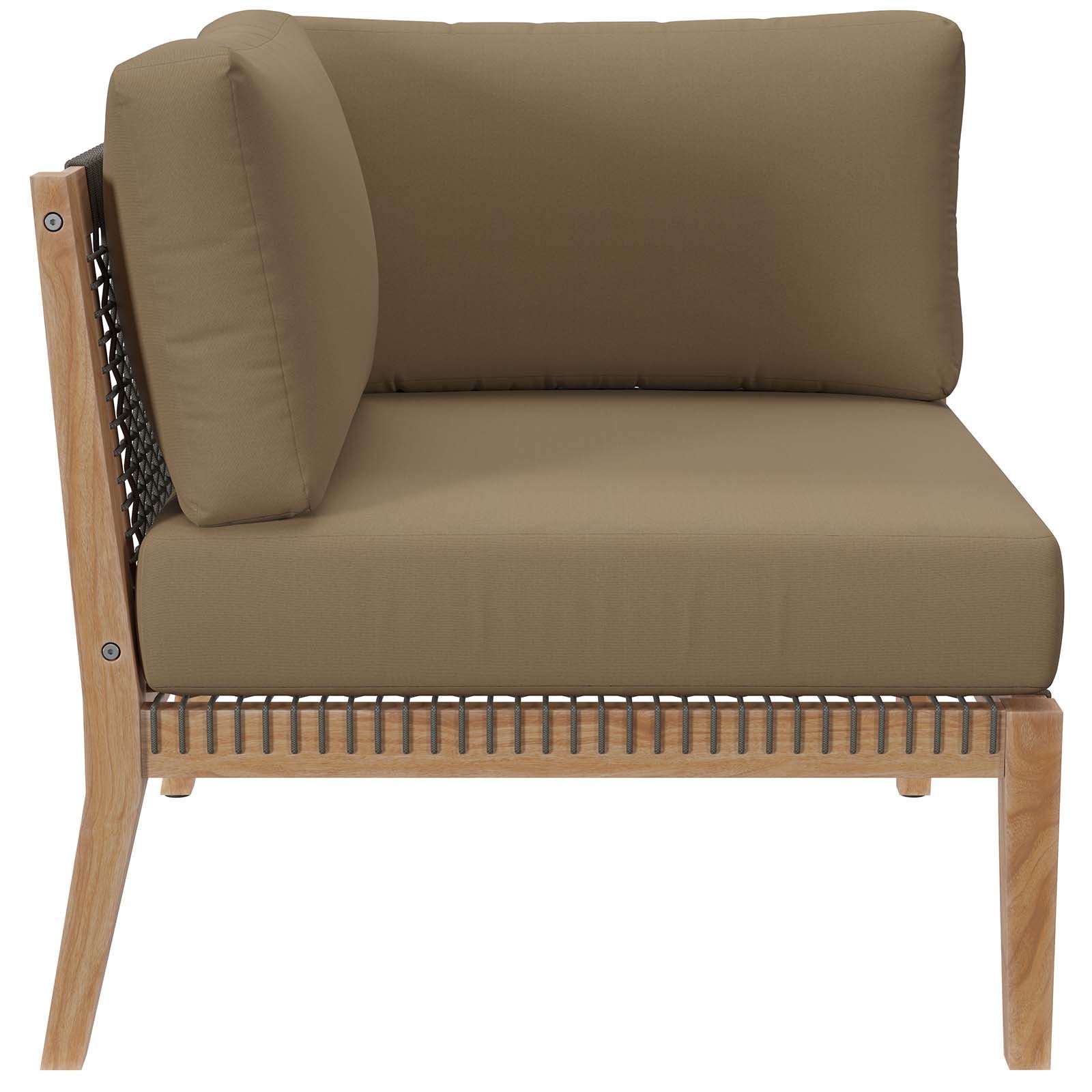 Clearwater Premium Teak Outdoor Patio Sofa with Stylish Rope Webbing and Comfort Cushions
