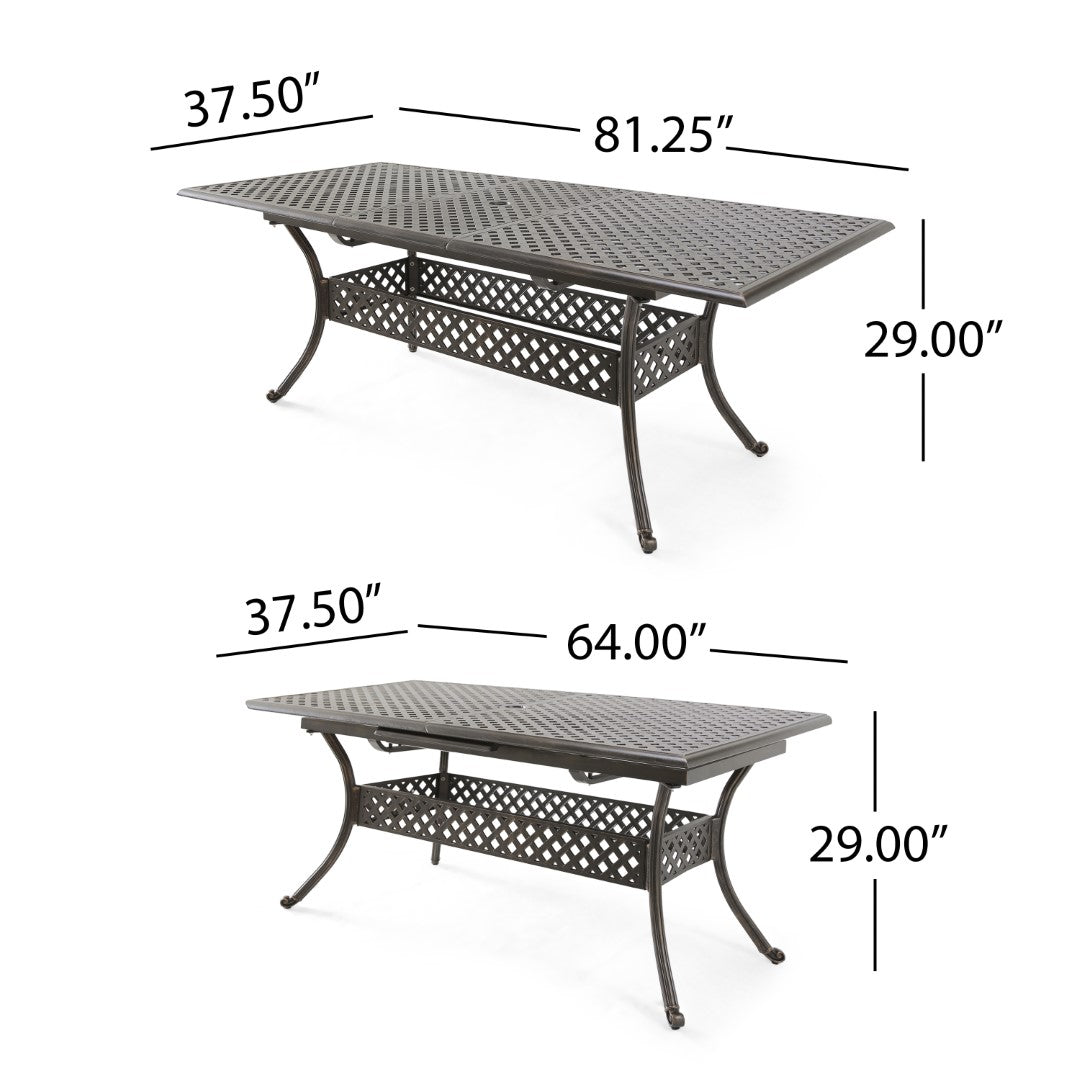 Christopher Knight Home® Abigail Outdoor Dining Table - Expandable Rectangular with Stunning Shiny Copper Finish in Cast Aluminum