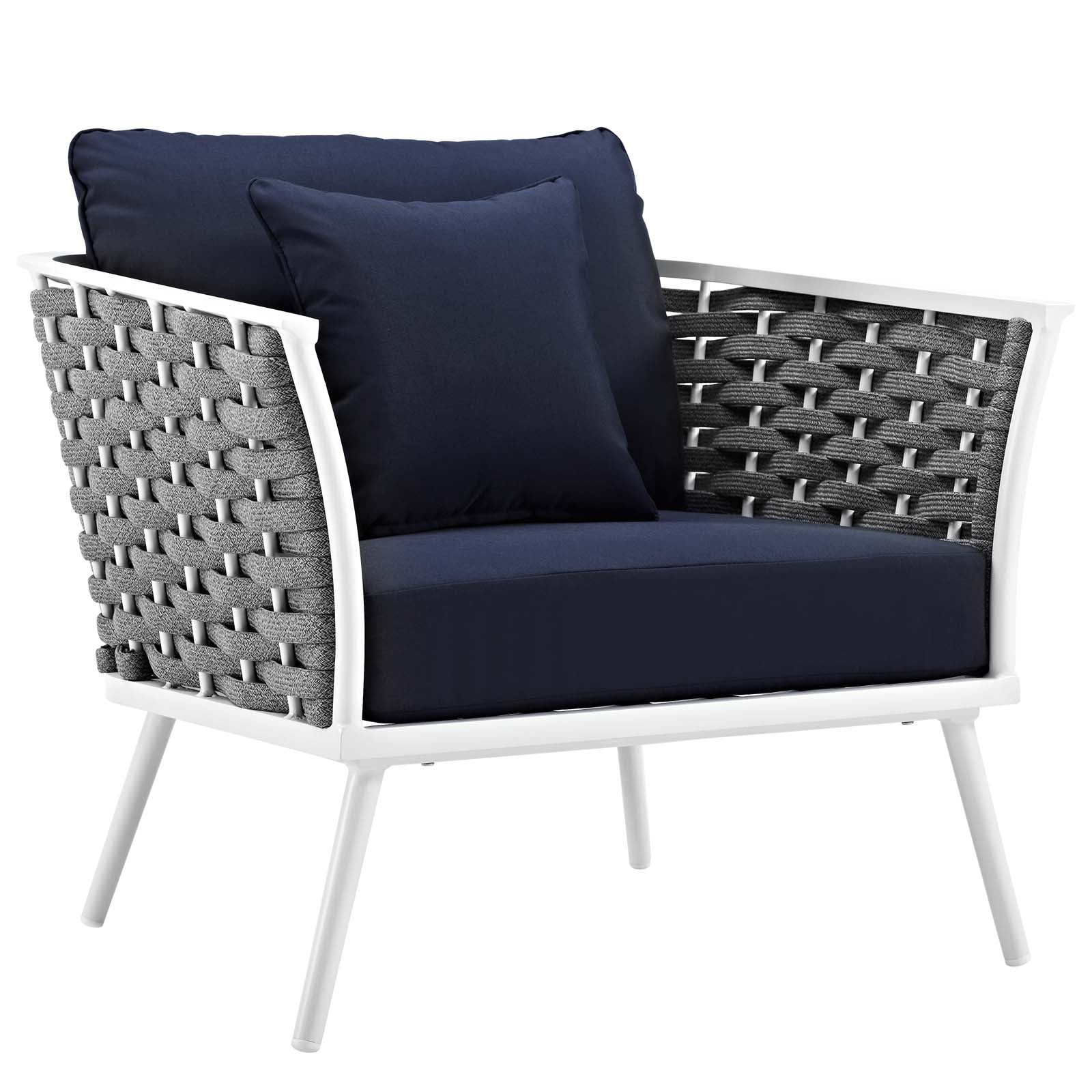 Stance Modern Two-Piece Outdoor Aluminum Sectional Sofa Set Featuring Plush Cushions for the Utmost Comfort