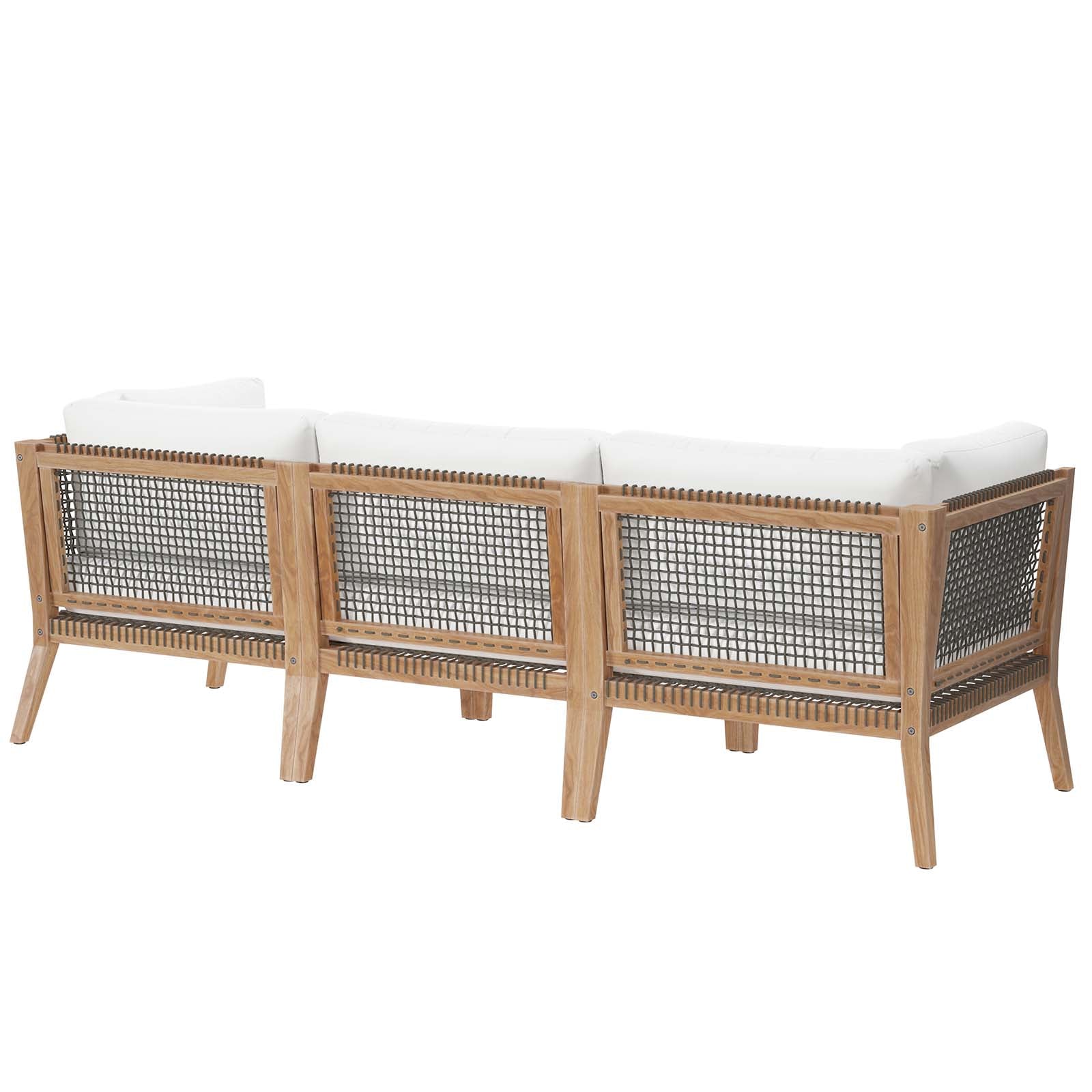 Clearwater Premium Teak Outdoor Patio Sofa with Stylish Rope Webbing and Comfort Cushions