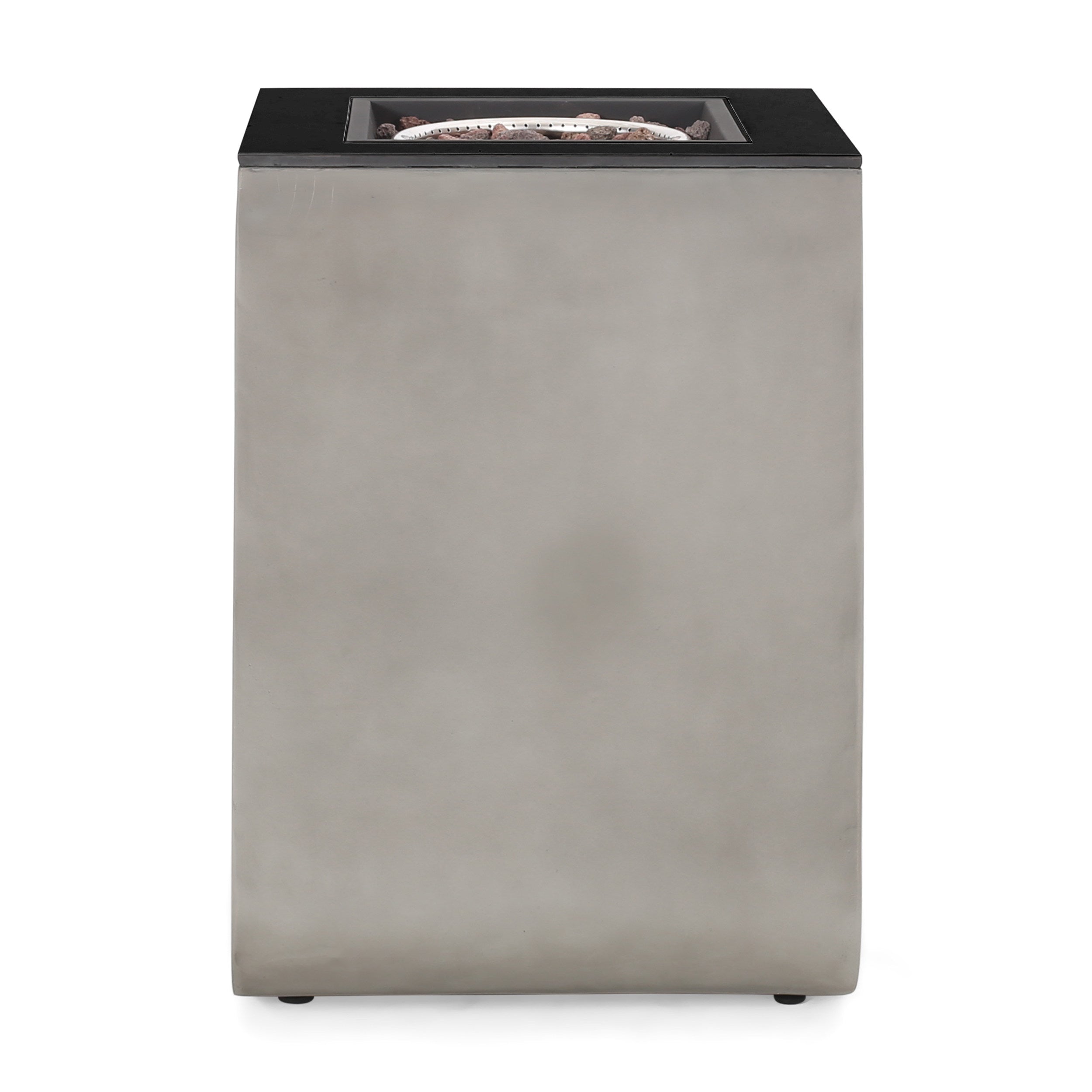 Christopher Knight Home® Adio 19.5-Inch Light Gray & Gloss Black Modern Outdoor Fire Column