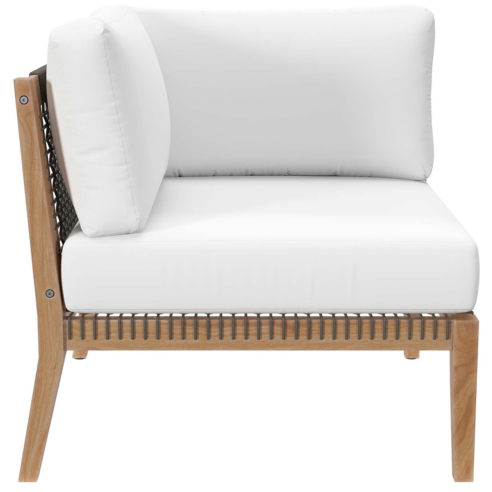 Clearwater Premium Teak Outdoor Patio Sofa with Stylish Rope Webbing and Comfort Cushions