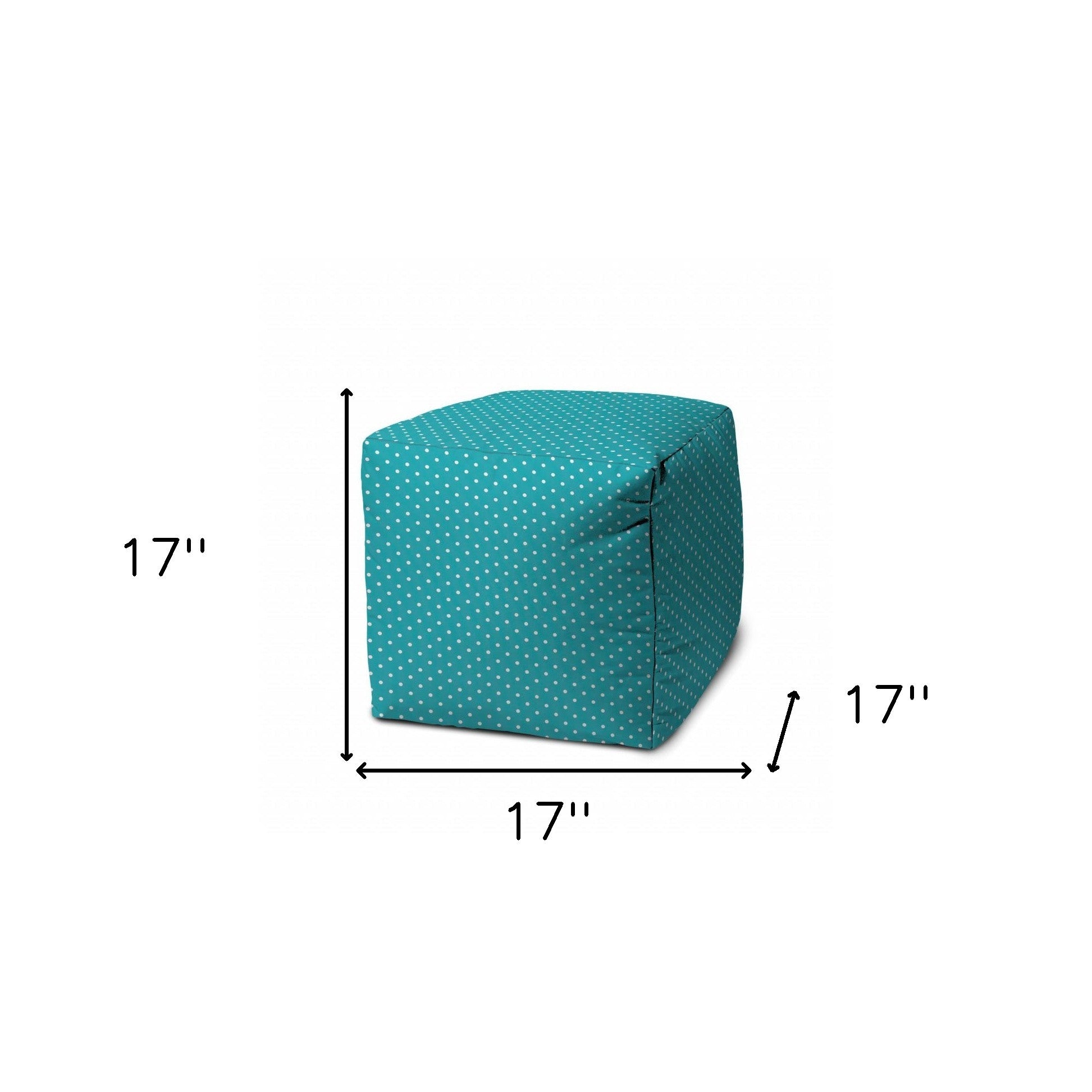 Stylish and Comfortable Turquoise Indoor-Outdoor Polka Dot Pouf Ottoman for Home Decor and Patio Relaxation