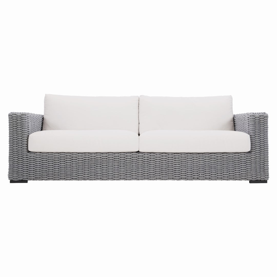 Luxury Outdoor Capri Sofa with Gray Mist Woven Rope Design and Plush Cushions for Supreme Comfort