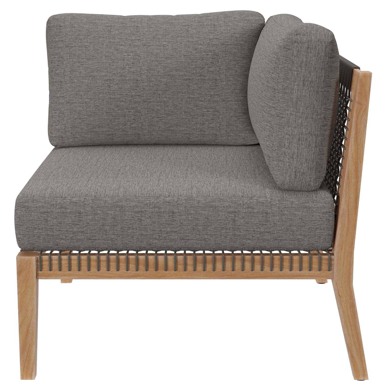 Clearwater Premium Teak Outdoor Patio Sofa with Stylish Rope Webbing and Comfort Cushions