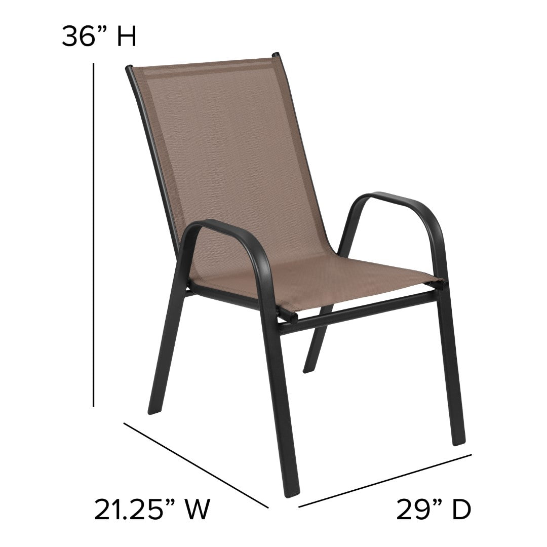 Commercial-Grade Outdoor Stackable 4-Pack Patio Chairs with Flex Comfort Material and Sturdy Metal Frame
